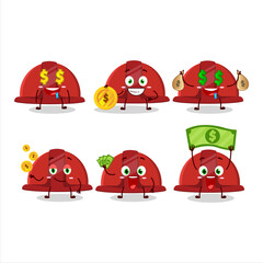 Red construction helmet cartoon character with cute emoticon bring money