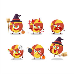 Halloween expression emoticons with cartoon character of red stripes beach ball