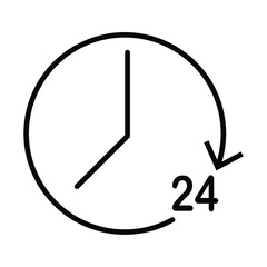 Icons and clock. Linear vector icon set.
