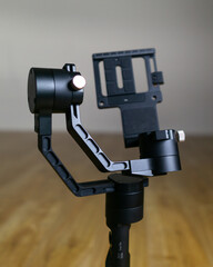 "Clermont, FL USA - 12-28-2020: Close-up shot of Zhiyun Crane Plus gimbal arms and base plate."