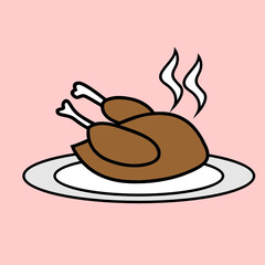 Vector design of  turkey served with plate
