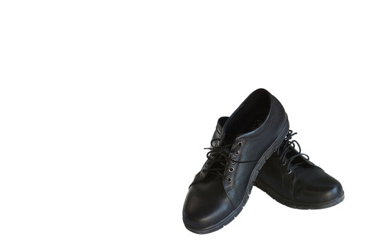 black leather shoes isolated on white