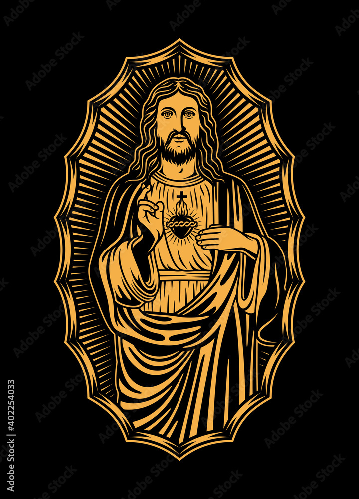 Wall mural Jesus Christ Vector Graphic on Black