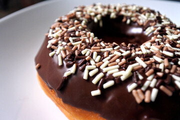chocolate donut in a plate