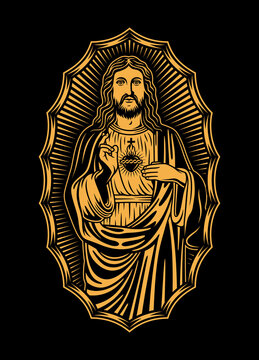 Jesus Christ Vector Graphic on Black