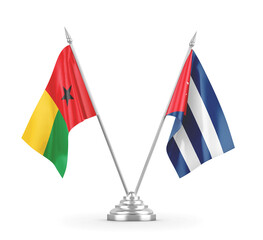 Cuba and Guinea-Bissau table flags isolated on white 3D rendering