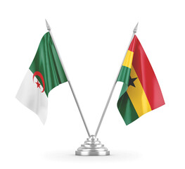 Ghana and Algeria table flags isolated on white 3D rendering 