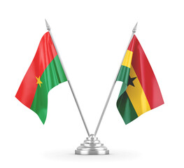 Ghana and Burkina Faso table flags isolated on white 3D rendering 