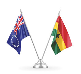 Ghana and Cook Islands table flags isolated on white 3D rendering