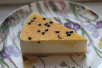 A piece of cake sitting on top of a table