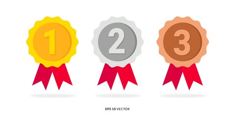 Set of Medals Illustration Award. Gold, Silver, Bronze Medal - EPS 10 Vector