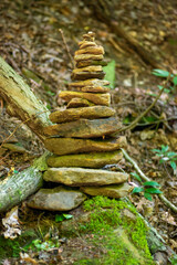 Stack Of Rocks Along A Trail In The Forest