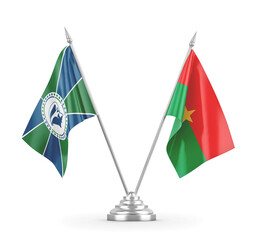 Burkina Faso and Martinique table flags isolated on white 3D rendering
