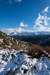 First snowfall highlights the peaks of the San Gabriel mountains 