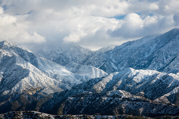 First snowfall highlights the peaks of the San Gabriel mountains 