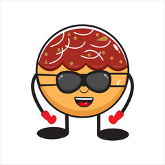 cute mascot takoyaki wearing glasses vector design eps 10