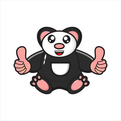 cute panda mascot thumbs up vector design on white background