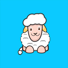 cute sheep mascot design vector character 