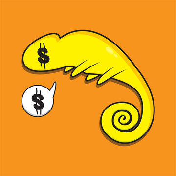 a dollar chameleon mascot with design vector eps 10