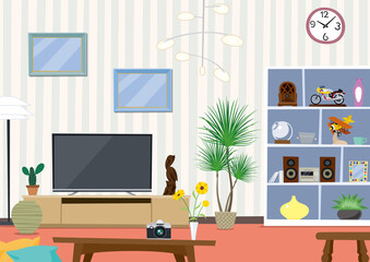 テレビのあるリビングルームのインテリア