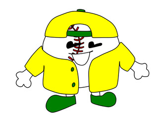 Caricatura de bola de baseball con gorra