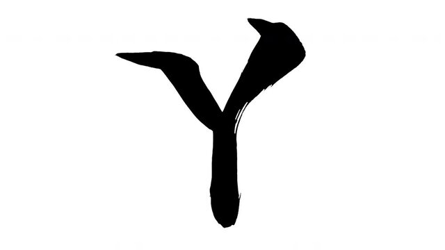 モーション筆文字「Y(大文字)」アルファ付き素材 alphabet 「Y(Uppercase)」筆文字で描かれていくようにプロの書道家が書いた文字をモーションさせた素材ですIt is a brush Chinese characters(Kanji) written by a professional Japanese calligrapher