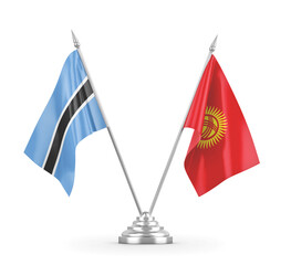 Kyrgyzstan and Botswana table flags isolated on white 3D rendering 