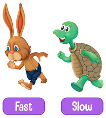 Opposite adjectives words with fast and slow