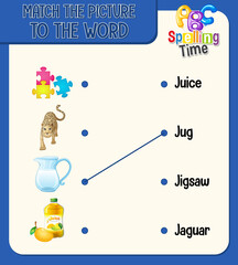 Match the picture to the word worksheet for children