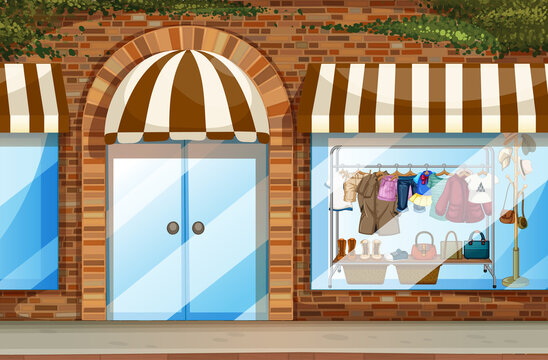 Clothing store front view scene