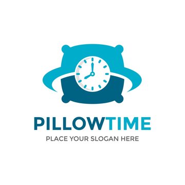Pillow time vector logo template. This design use clock symbol. Suitable for sleep.