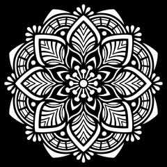White mandala on black Pattern Stencil Doodles Sketch