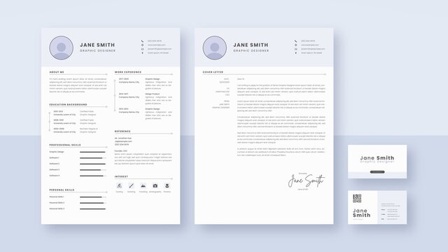 pastel color CV Resume, Cover Letter and Business Card Layout Set with minimalist design