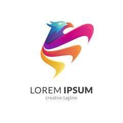 Eagle logo with gradient colorful style. Modern hawk/falcon animal mascot logo template