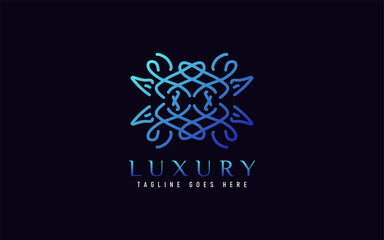 Luxury Logo Design. Elegant Symbol with Geometric Modern Lines Combination. Usable For Business, Community, Foundation, Services, Company. Vector Logo Design Illustration.