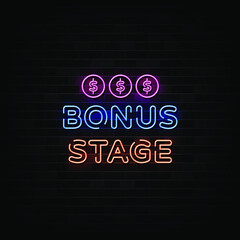 Fototapeta na wymiar Bonus stage neon signs vector.