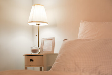 Interior of modern bedroom in evening