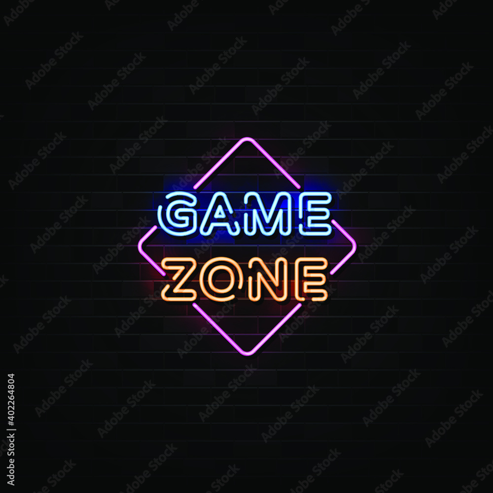 Wall mural Game Zone neon signs vector. Design template neon style - Wall murals