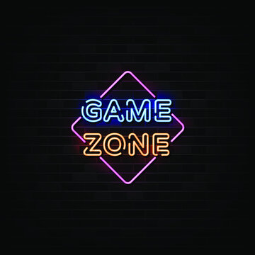 Game Zone neon signs vector. Design template neon style