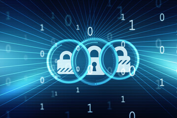 Fototapeta premium 2d illustration Safety concept: Closed Padlock on digital background 