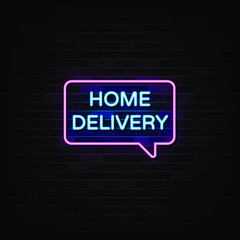 Home Delivery Neon Signs Vector