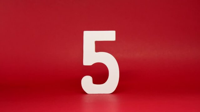 Countdown timer counter from 10 to 0 second White number object on Red background. wooden number countdown style - chinese new year concept 