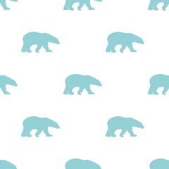 seamless winter pattern with blue polar bears silhouettes.