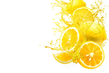 splash of lemon slice - obrazy, fototapety, plakaty