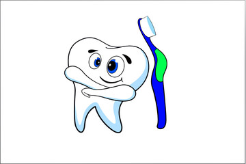 Tooth with a toothbrush ,Smiling and crossed arms.