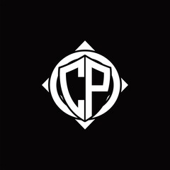 CP Logo monogram isolated circle rounded with compass shape