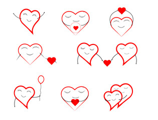 collection of heart illustrations symbolizes love, family, and feelings , Love symbol isolated on white background.