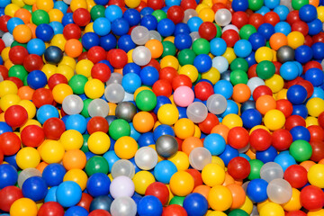 A large number of toy balls of different color - the background