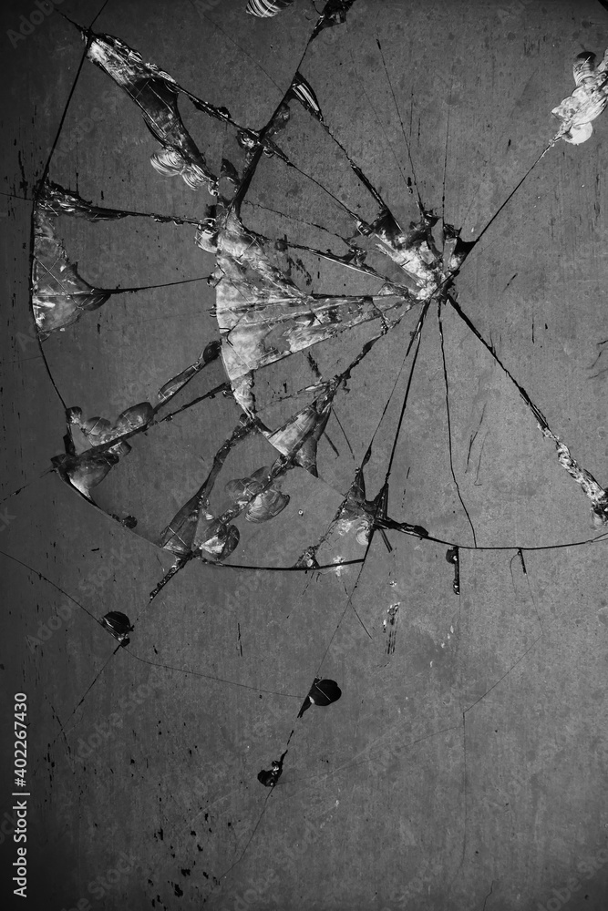 Wall mural cracked and broken glass and concrete abstract pattern