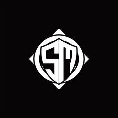 SM Logo monogram isolated circle rounded with compass shape